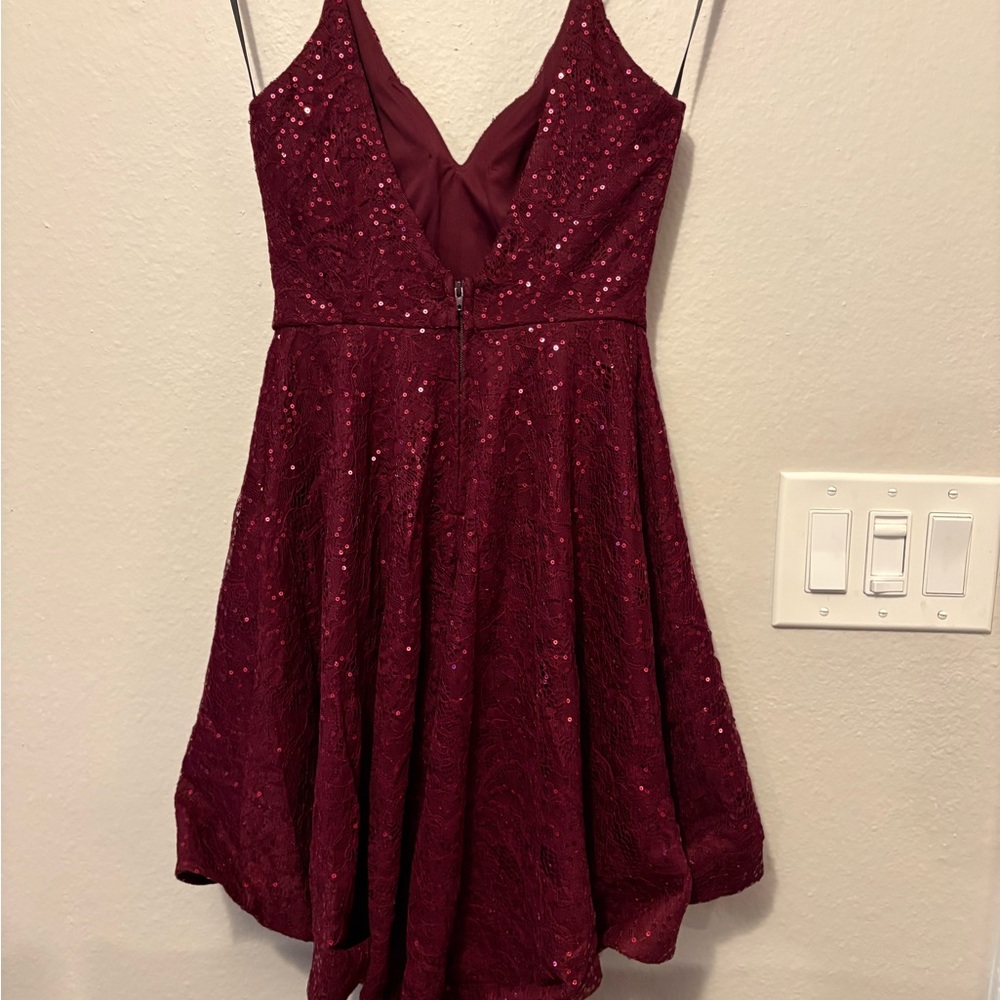 B. Smart Burgundy High Low Dress